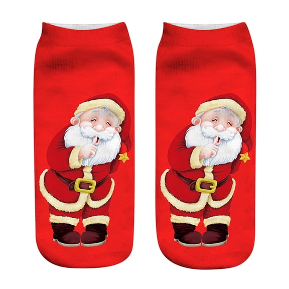 MZXELPRJD No Show Socks Womens Fashion Three-dimensional Printed Socks Christmas Socks, White Ankle Socks M