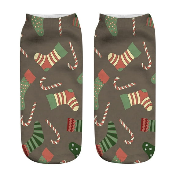 MZXELPRJD No Show Socks Womens Fashion Three-dimensional Printed Socks Christmas Socks, White Ankle Socks