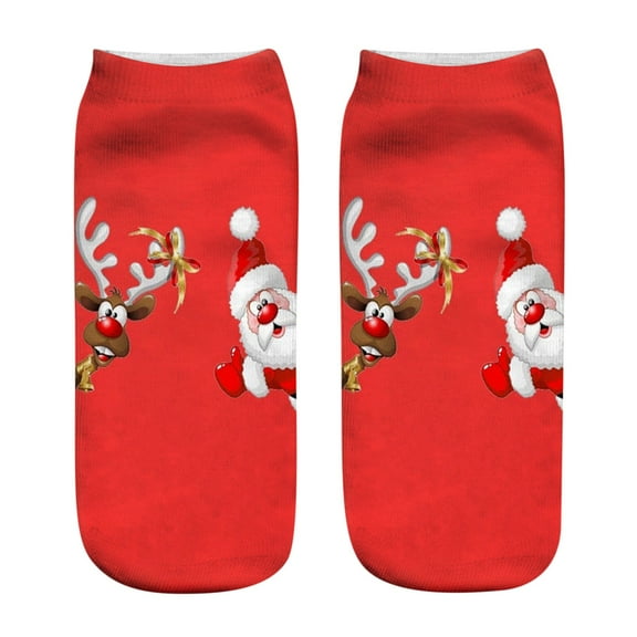 MZXELPRJD No Show Socks Womens Fashion Three-dimensional Printed Socks Christmas Socks, White Ankle Socks