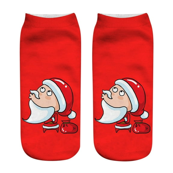 MZXELPRJD No Show Socks Womens Fashion Three-dimensional Printed Socks Christmas Socks, White Ankle Socks