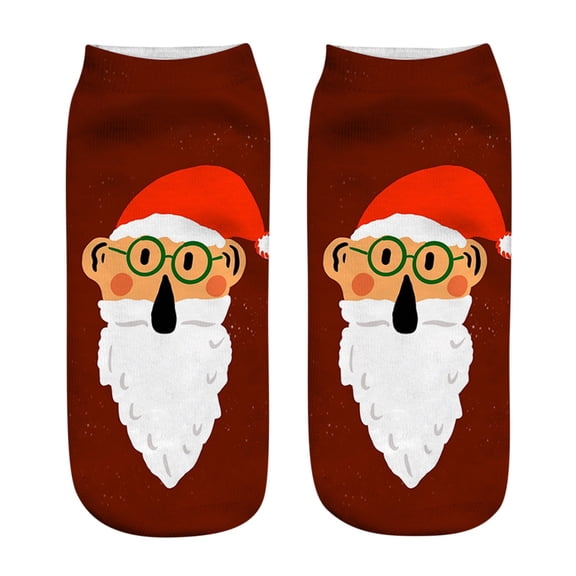 MZXELPRJD No Show Socks Womens Fashion Three-dimensional Printed Socks Christmas Socks, White Ankle Socks