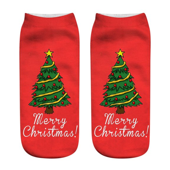 MZXELPRJD No Show Socks Womens Fashion Three-dimensional Printed Socks Christmas Socks, White Ankle Socks