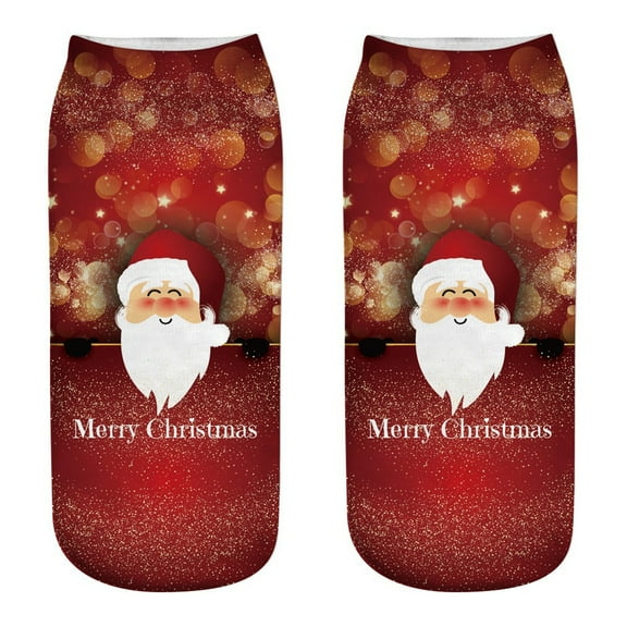 MZXELPRJD No Show Socks Womens Fashion Three-dimensional Printed Socks Christmas Socks, White Socks Women Red