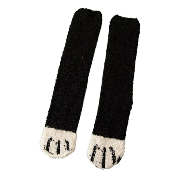 MZXELPRJD No Show Socks Womens Fuzzy Socks Cozy Soft Fluffy Cute Animal Slipper Socks Sleeping Warm Socks for Girls, White Socks Black