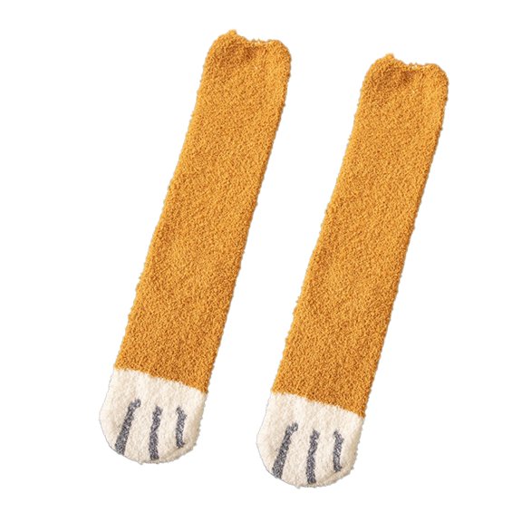MZXELPRJD No Show Socks Womens Fuzzy Socks Cozy Soft Fluffy Cute Animal Slipper Socks Sleeping Warm Socks for Girls, White Socks Yellow