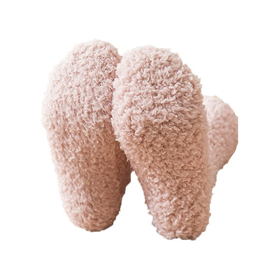 MZXELPRJD No Show Socks Womens Fuzzy Socks Winter Coral Socks Middle Cute Home Solid Stocking, Womens Ankle Socks Pink