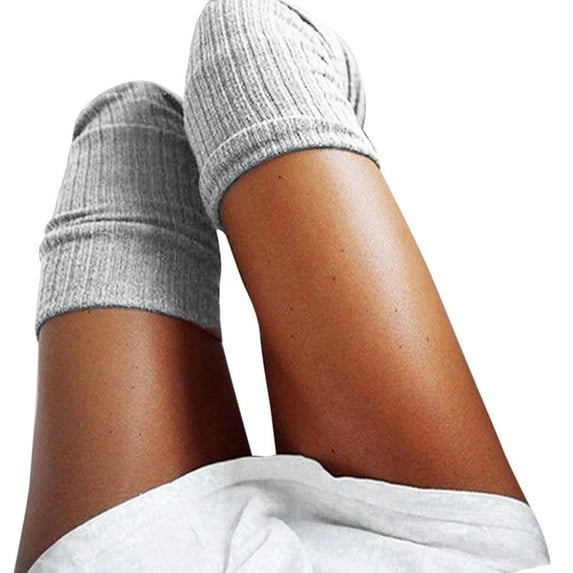 MZXELPRJD No Show Socks Womens Girls Ladies Thigh High Over the Knee Socks Long Cotton Stockings Warm, White Crew Socks Women Grey