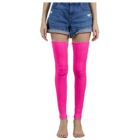 MZXELPRJD No Show Socks Womens Knee High Socks Striped Long Socks Harajuku Thigh High Socks for Girls Plus Size Stockings, Women Socks Hot Pink