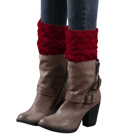 MZXELPRJD No Show Socks Womens Knitted Boot Cover Short Coarse Needle Thick Knitted Woollen Stocking, Ankle Compression Socks for Women Wine