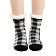 thumbnail image 1 of MZXELPRJD No Show Socks Womens Ladies Warm Plaid Print Floor Socks Plush Coral Socks, Socks Womens Size 9-11 Black, 1 of 7