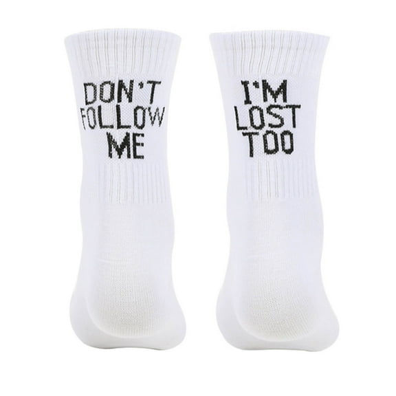 MZXELPRJD No Show Socks Womens Letter Print Socks Cotton Socks Fun Printing Medium Long Socks, Women's Socks White