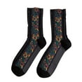 thumbnail image 1 of MZXELPRJD No Show Socks Womens Mid Tube Spring Knitted Cotton Retro Ethnic Style Floral Cotton Stockings, Womens Socks Ankle Black, 1 of 3