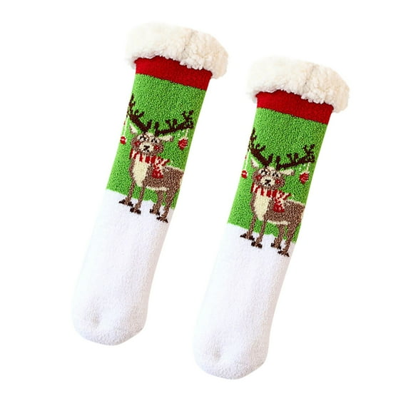 MZXELPRJD No Show Socks Womens Slipper Socks Home Floor Socks Winter Warm Fuzzy Lined Socks Super Soft Socks Unisex, Womens Socks Size 7-9 Green