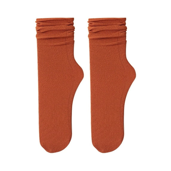 MZXELPRJD No Show Socks Womens Summer Autumn Thin Ice Socks Solid Simple Ice Silk Socks Mid Tube Socks, Ankle Socks Orange