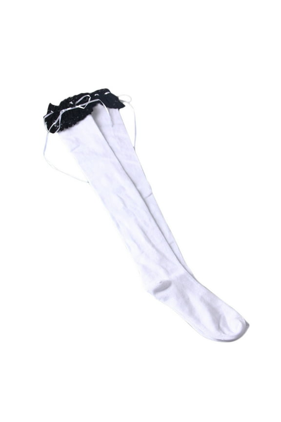 No Show Socks Womens Thigh High Socks Lace Boot Socks Knee High Socks Warmer Lace Trim Long Stocking, White Socks Women White