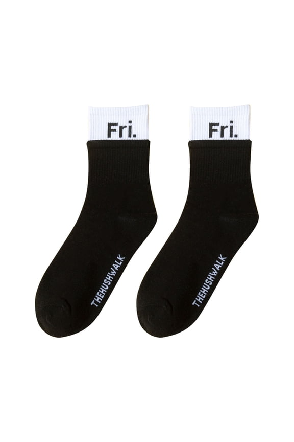 No Show Socks Womens Trend Color Matching Creative Week Printed Cotton Socks Sock Sports Leisure Stockings, Socks Women Black
