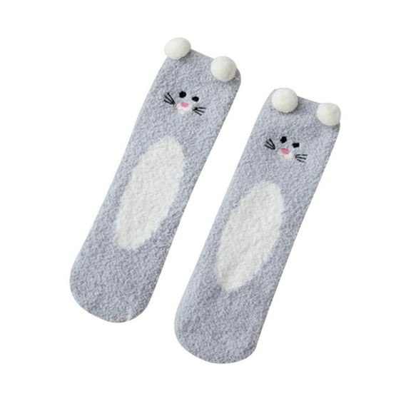 MZXELPRJD No Show Socks Womens Tube Socks Three-Dimensional Cartoon Cute Bear Coral Home Floor Socks Half Sleep Socks, Womens Socks Size 9-11 Grey