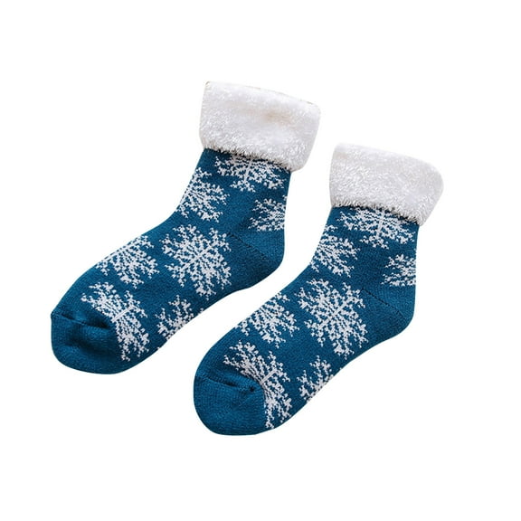 MZXELPRJD No Show Socks Womens Winter Thickened Plush Socks Nonslip Floor Socks Socking, Black Ankle Socks for Women Dark Blue