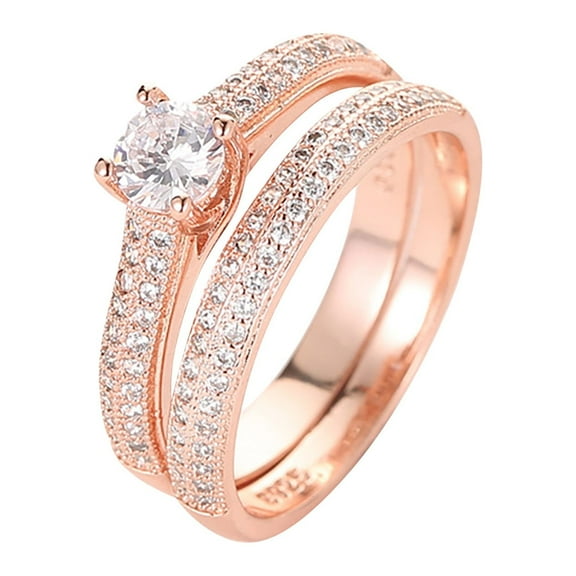 MZXELPRJD Plus Size Rings for Women Couple's Rings with Diamonds for Women Fashion Jewelry Popular Accessories Cocktail Ring Rose Gold Size 7