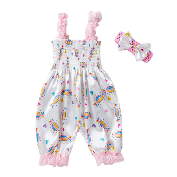 MZXELPRJD Romper Ruffle & Floral Romper Baby Clothes Sets   Headband Matching Set for 2t Easter Outfit Boy Newborn Coming Home Outfit Boy Toddler Girl Outfits 5t Baby Girl Outfits 9-12 Months