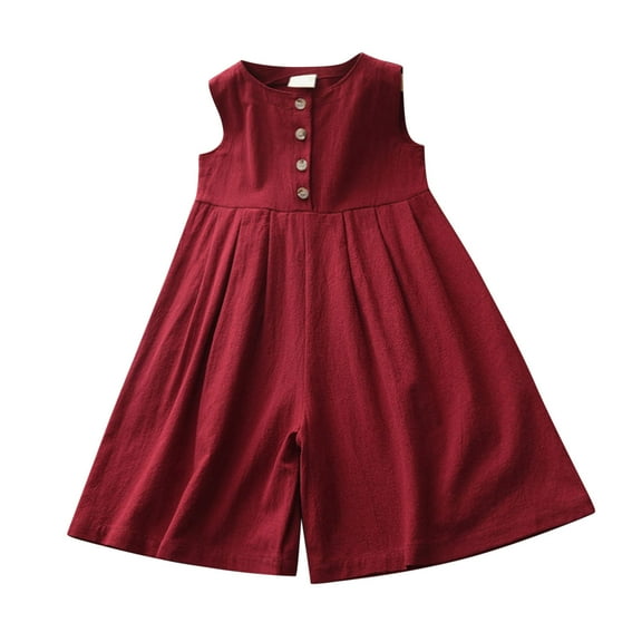 MZXELPRJD Rompers for Girls 10-12 Linen Toddler Boy Clothes Sleeveless Romper Button Closure 2t Beach Vacation Outfit Pajama Sets for Girls Girl Lounge Set