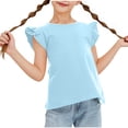 thumbnail image 1 of MZXELPRJD Ruffle Sleeve Tops for Girls Summer Short Sleeve Casual Cute Crewneck Tees Teen Girl Crewneck T-shirt Tween Trendy Cap Sleeve Kids Clothes, 1 of 8