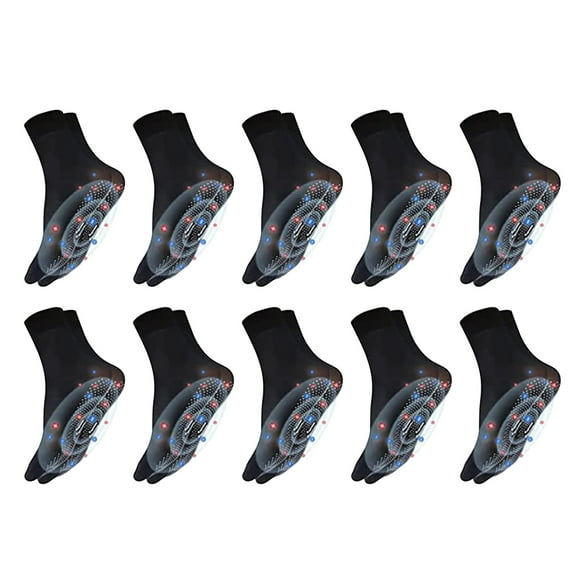 MZXELPRJD No Show Socks Womens 10 Pairs Body Shaping Stretch Socks Health Socks Tourmaline Socks Foot Massage Socks Thin Non Slip Socks, Low Cut Socks Women Black