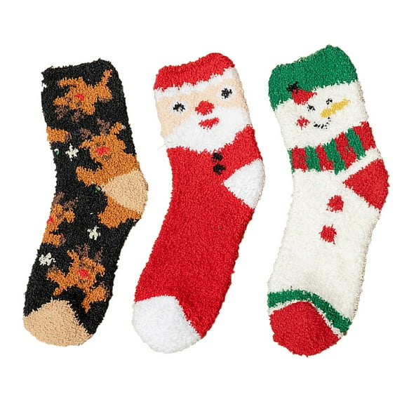 MZXELPRJD No Show Socks Womens 3 Pairs Christmas Fuzzy Socks for Home Casual Sleeping Socks for 6 To 9 Size Warm Cozy Slipper Socks Microfiber Fluffy Socks Christmas Gifts Yellow