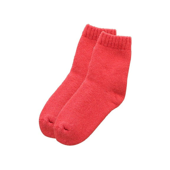 MZXELPRJD No Show Socks Womens Autumn Winter Heavy Wool Socks Solid Color Medium Tube Socks Thick Warm Hoop Socks Stockings Fluffy Towel Socks, Black Ankle Socks for Women Red