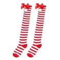 thumbnail image 1 of MZXELPRJD No Show Socks Womens Christmas Bow Hairball Thigh High Long Stockings Over Knee Socks Christmas Party Socks Knee High Long Striped Stocking Socks, Socks for Women, 1 of 5