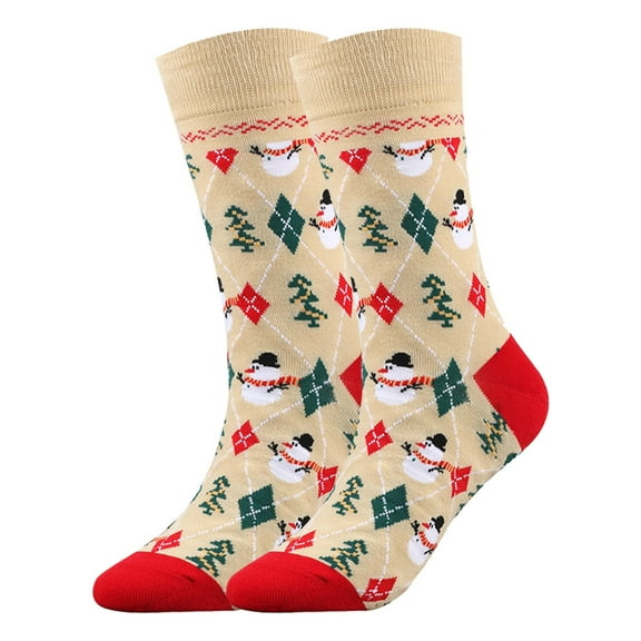 MZXELPRJD No Show Socks Womens Christmas Socks for Men Fun Cute Socks with Santas Reindeer Snowman Candy Pattern Xmas Novelty Socks, White Socks Beige