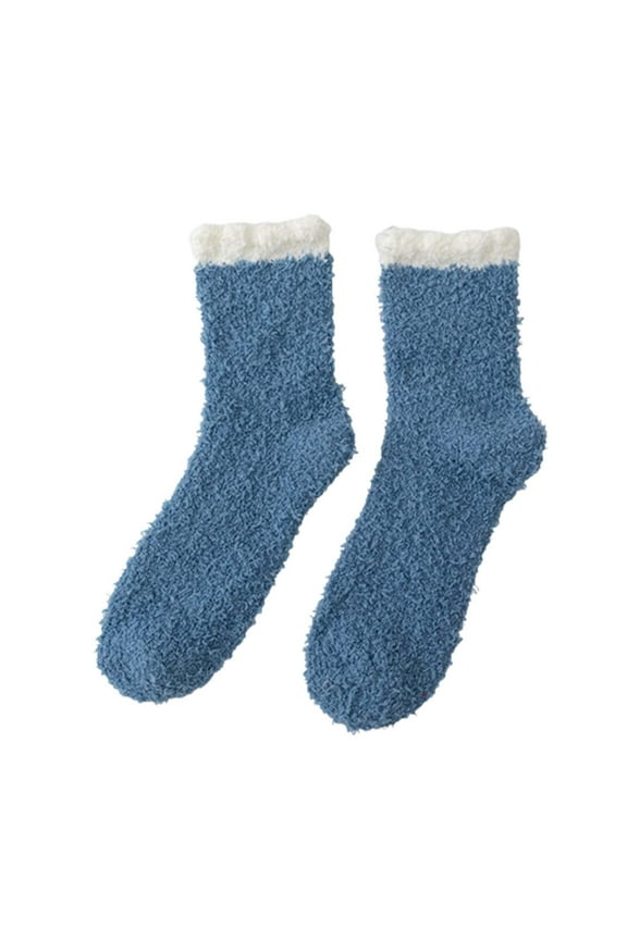 No Show Socks Womens Fuzzy Socks for with Grips Plush Fuzzy Socks Sleep Cozy Socks Sleep Socks Winter Soft Fluffy Sock, Running Socks Womens Blue