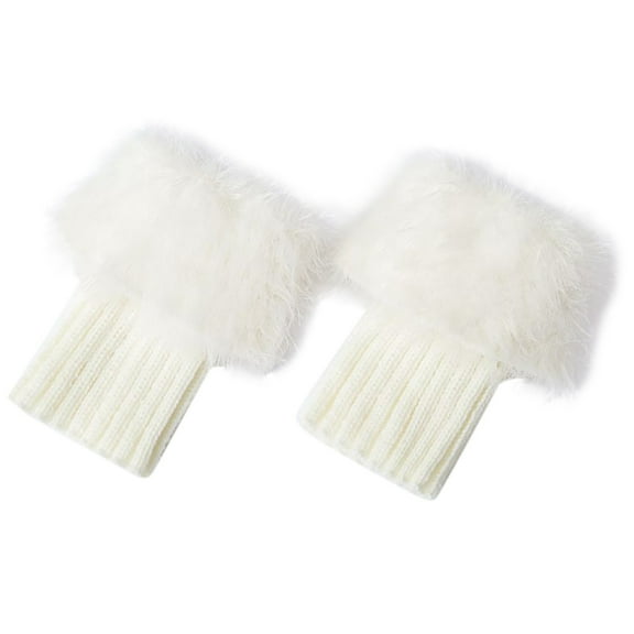 MZXELPRJD No Show Socks Womens Leg Warmers Knitted Wool Like Boots Woolen Leg Warmers Short Flanges Solid Color Feather Yarn Hosiery, White Crew Socks Women White