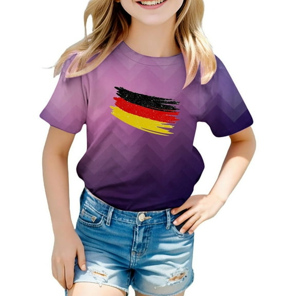 MZXELPRJD Soccer Fan T Shirt Girls Germany Shirts Casual Short Sleeve Crewneck Kids Tunic Tops Loose Soft Blouse T-Shirt for 3-13 Years
