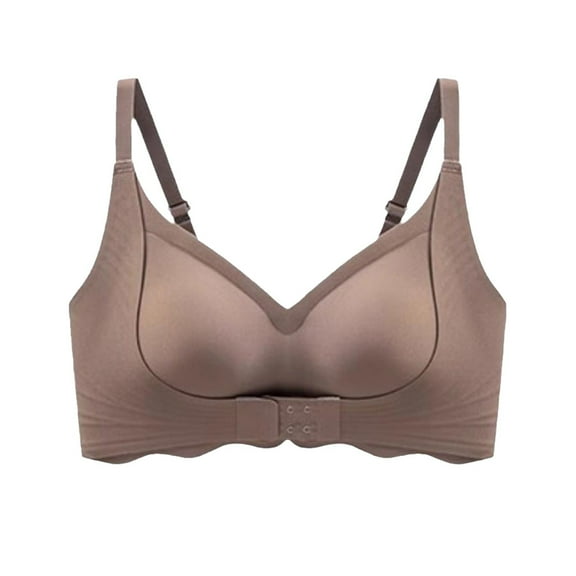MZXELPRJD Sports Bras for Women Front Buckle Seamless Fixed Cup Collecting Anti Sagging Bra for Small Gathered Enlarged Flat Chest Plus Size Bras for Women Coffee