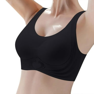MZXELPRJD Sports Bras for Women Seamless Bras No Underwire Scalloped Up Bras Soft Wireless Comfort Bralettes Full Coverage Everyday Bra Plus Size Sports Bra Black