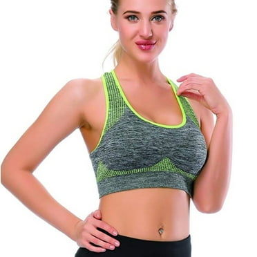 MZXELPRJD Sports Bras for Women Seamless Flower Gray Contrasting Color Racer Back High Support Sports Yoga Bra Push Up Strapless Bra Green