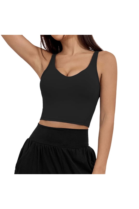 Sports Bras for Women' Sports Bra Longline Wirefree Padded with Medium Support Women's Sports Bras Black