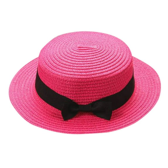MZXELPRJD Straw Hat Toddler Beach Hat Little Girls Straw Sun Hat Summer Beach Cap Foldable Visor Floppy Hats Wide Brim with Bowknot Sun Protection Hat