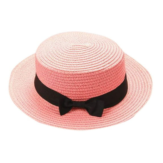 MZXELPRJD Straw Hat Toddler Beach Hat Little Girls Straw Sun Hat Summer Beach Cap Foldable Visor Floppy Hats Wide Brim with Bowknot Sun Protection Hat