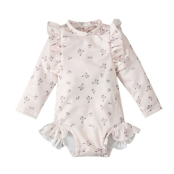 MZXELPRJD Swimwear Girls Floral Button Long Sleeve Jumpsuit Sunscreen Swimsuit for Kids 2 T Boys Clothing Sets Bikini for Girls Girls Bikini Size 10-12 Boys Bathing Suit Size 8