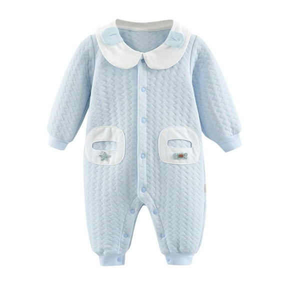 MZXELPRJD Teen Jumpsuit Toddler Boys Girls Long Sleeve Ribbed Romper Jumpsuit for Winter Warmth Baby Clothing Boys 2 Piece Outfits Size 14-16 Baby Boy Clothing Set 3-6 Months