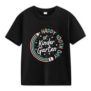 MZXELPRJD Toddler Boy Clothes 100 Days Brighter Shirt 100th Day of School Rainbow T-Shirt Kids Boys Girls Summer Graphic Tops