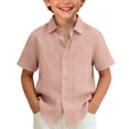 thumbnail image 1 of MZXELPRJD Toddler Boy Plaid Shirt Short Sleeve Button Up Kids Summer Casual Check Tops Stand Collar or Collared School Uniform Outfits with Pocket, 1 of 8
