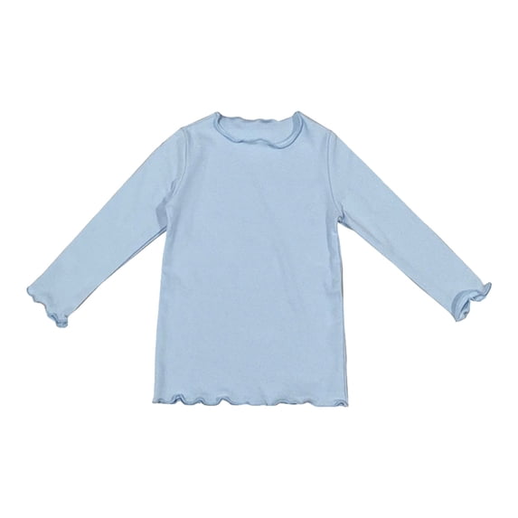 MZXELPRJD Toddler Girl Ruffled Long Sleeve Shirt Kids Basic Tank Top Boys Girls Casual Summer Plain Solid Ruffled Tshirts Kids Clothes