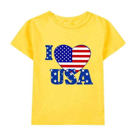 MZXELPRJD Toddler Girls Patriotic Tee Tops American Flag Short Sleeve Red White Cute Tee Shirt Kids Fourth of July 4th T Shirt 4-14 Years