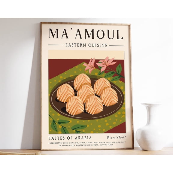 Ma' Amoul Poster, Middle Eastern Food Art, Arabic Food Poster, Kitchen Decor, Kitchen Art, Food Art, Cooking Poster, Food Gift Wall Art, Modern Wall Decor, 8x12 UNFRAMED