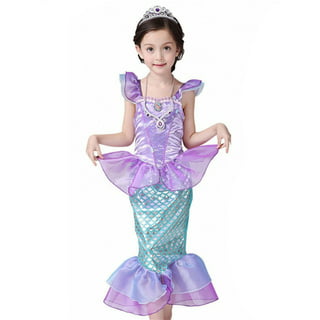 Costume de petite sirène Ariel pour 4-9 ans fille, enfants Disney Princess  Fancy Dress Up, Halloween Cosplay Party Tutu Tulle Dress