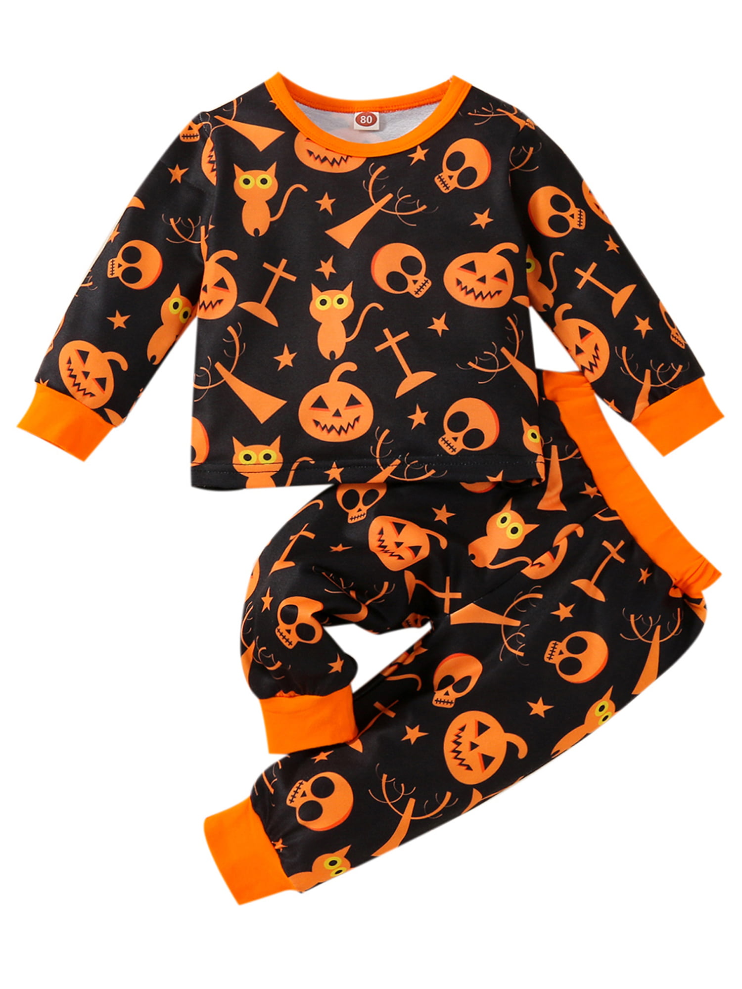 Ma&Baby Infant Baby Boy Girls Halloween Costume Pumpkin Pajamas Pjs Leggings  Sleepwear 