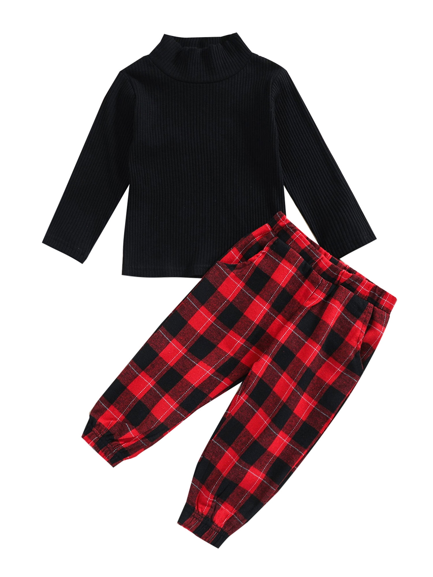 Turtleneck and plaid clearance pants